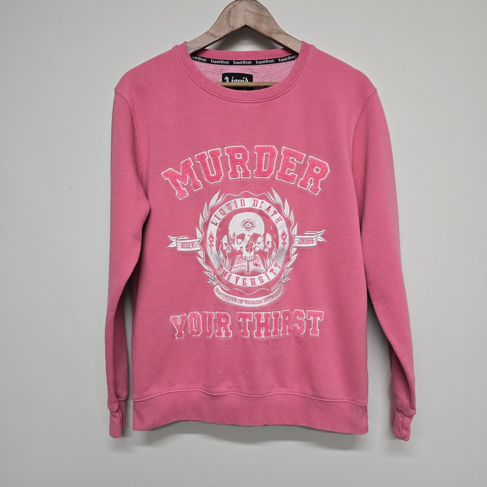 Liquid Death Ivy Death Sweatshirt Small Pink Murder Your Thirst Goth Streetwear